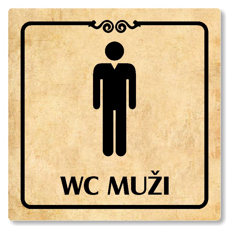 WC muži, 80x80mm, pergamen, Texas